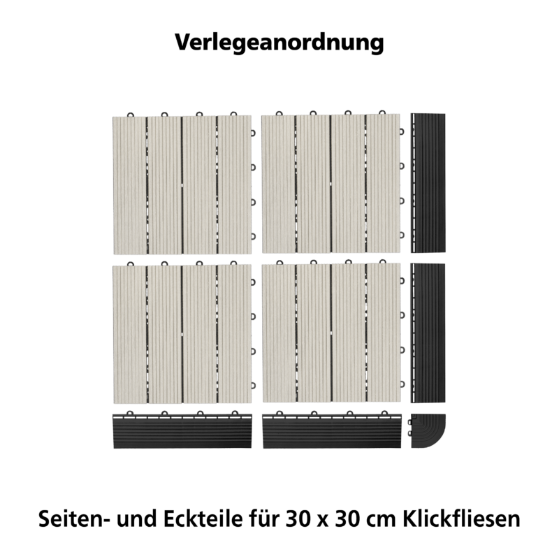 Eckteil für 30 x 30 cm Klickfliesen (4er Pack) – Bild 2