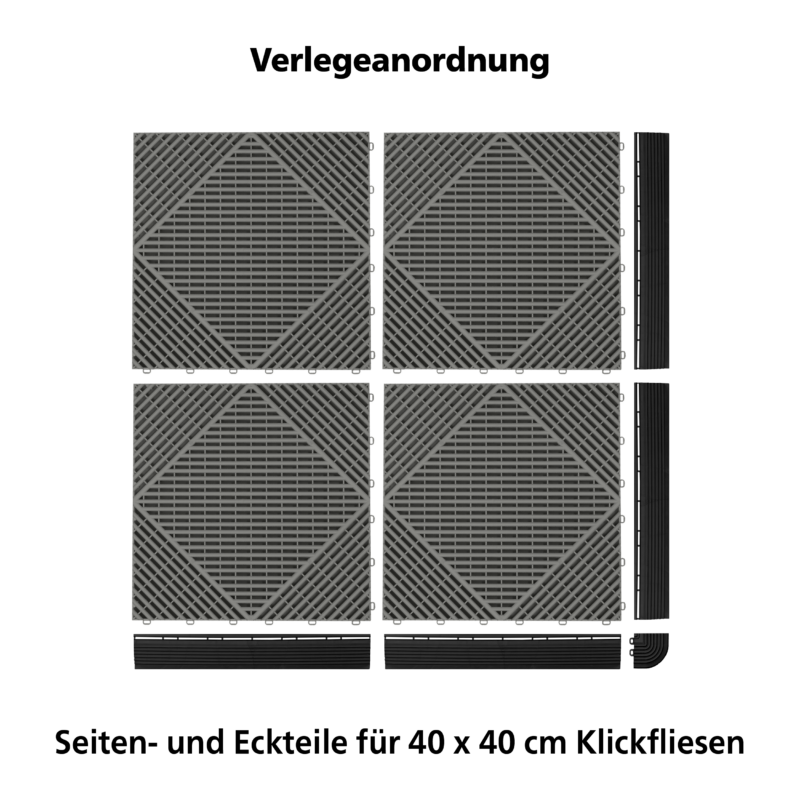 Eckteil für 40 x 40 cm Klickfliesen (4er Pack) – Bild 2